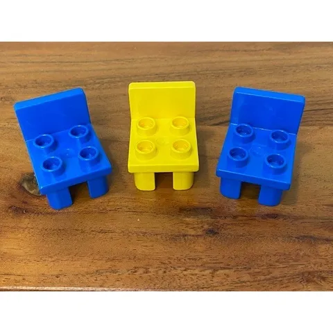 LEGO Duplo Replacement Chair Pieces 2x2 Seat Lot of 3 Blue and Yellow 6478 4524