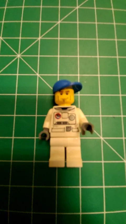 LEGO Space Astronaut Minifigure White Suit NASA Logo Blue Baseball Cap Used