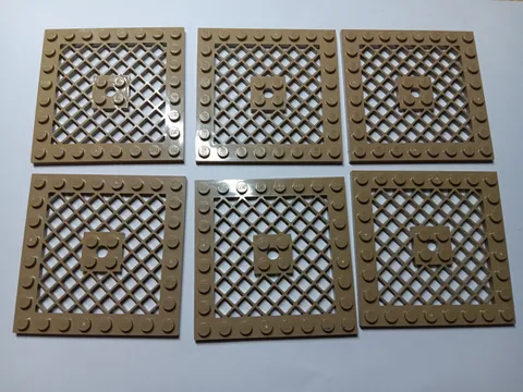 LEGO BULK LOT OF 6 DARK TAN MODIFIED PLATE 8X8 WITH GRILLE #4151