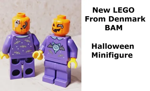 New LEGO Halloween Minifigure BAM Pumpkin Head Purple Bat Blue Chrome Worms