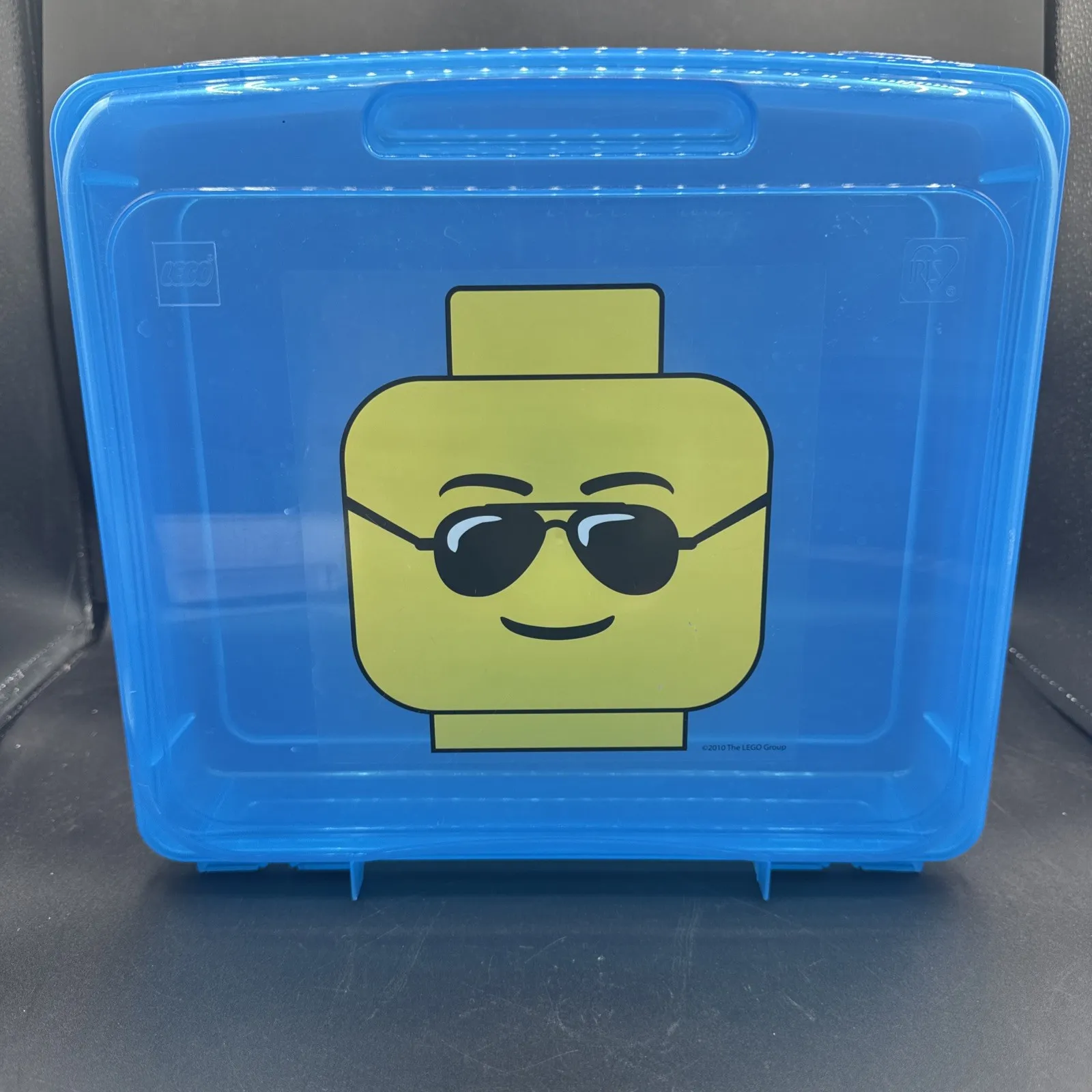 Lego Blue Project Case Mini figure Storage Case Head Sunglasses Empty Pre Owned