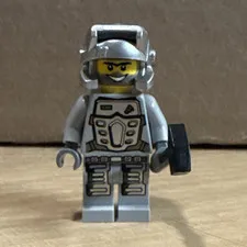 LEGO Gray Minifigure Silver Armor Helmet with Black Accessory Tool