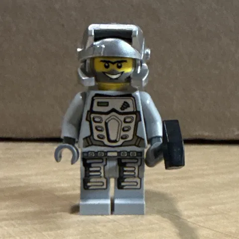 LEGO Gray Minifigure Silver Armor Helmet with Black Accessory Tool