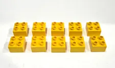 LEGO Duplo Yellow 2x2 Bricks Bulk Lot of 10 Replacement Building Blocks Used