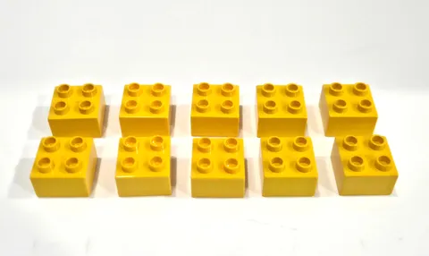 LEGO Duplo Yellow 2x2 Bricks Bulk Lot of 10 Replacement Building Blocks Used