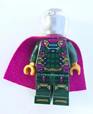 LEGO Minifigure Dark Green Armor Suit w/ Magenta Cape, Helmet & Clear Head