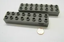 LEGO Duplo 2 TAUPE GRAY LONG 2x8X1 BRICKS Blocks Lot House Town Building Castle