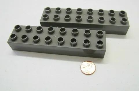 LEGO Duplo 2 TAUPE GRAY LONG 2x8X1 BRICKS Blocks Lot House Town Building Castle
