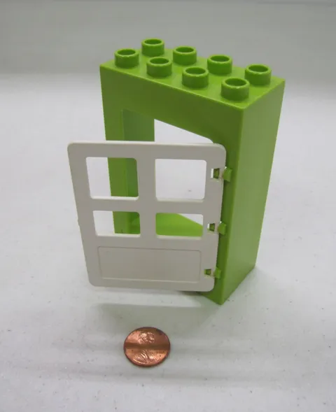 Lego Duplo Lime Green & White Large Door Window Pane Building Block #2