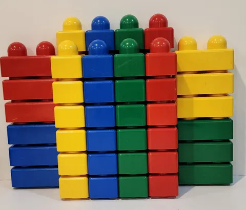 Vtg. Lot of 64 Lego Duplo Primo Baby Toddler Building Blocks Singles & Doubles