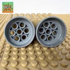 LEGO Star Wars, Clone Wars: 2x Lt Gray Wheels 31mm x 15mm, 60208, 8098, 2010