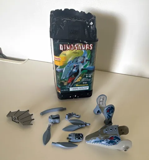 LEGO Dinosaurs Mosaurus 6721 Gray Parts Lot w/ Canister, Transforming