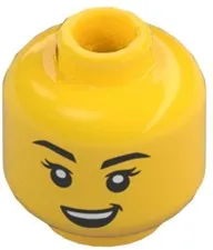 Lego NEW Arctic Female MINIFIG HEAD Yellow One Raised Eyebrow Crooked Smile D224