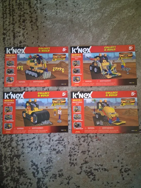 K'NEX Construction Crew Instruction Manuals Lot of 4 Excavator Loader Roller
