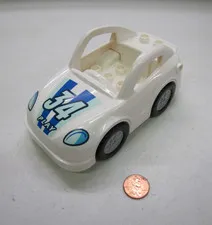 Lego Duplo Push And Go White Car Race Car #34 Village Town Racing