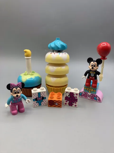 Lego Duplo Mickey Minnie Mouse Birthday Party; Figures Cupcakes Balloons Gifts