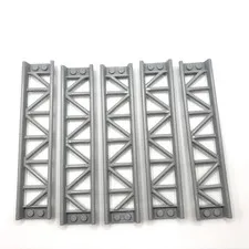 Lego: 5X Roller Coaster Train Track Straight 16L Parts Light Bluish Gray