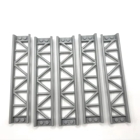 Lego: 5X Roller Coaster Train Track Straight 16L Parts Light Bluish Gray