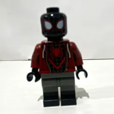LEGO Miles Morales Spider-Man Plastic Minifigure Black Mask Red Hoodie
