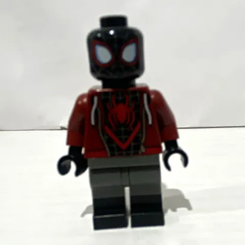 LEGO Miles Morales Spider-Man Plastic Minifigure Black Mask Red Hoodie