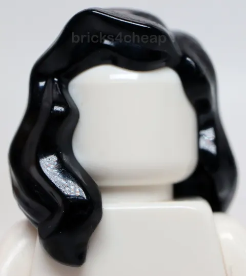 Lego Black Female Hair Mid Length with Part Over the Shoulder