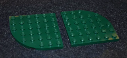 (2) 6x6 Dark Green Quarter Round Wing / Corner Base Plate Bricks ~ New Lego