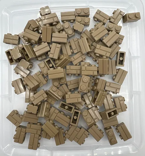 LEGO Bulk lot of 100 Dark Tan 1x2 masonry bricks castle city building