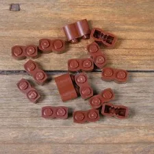 LEGO Reddish Brown Brick Modified 1x2 with Log Profile Part No. 30136 Qty 15
