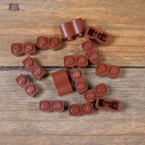 LEGO Reddish Brown Brick Modified 1x2 with Log Profile Part No. 30136 Qty 15