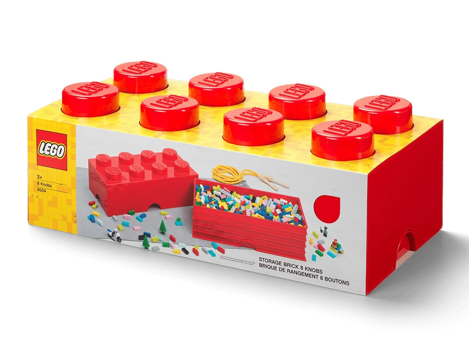 LEGO Red Storage Brick (Art 4004) 8 Knobs Stackable 19.7 x 9.84 x 7.09 New