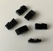 LEGO 6x NEW Pieces Slope Curved 2x1 Inverted BLACK #24201