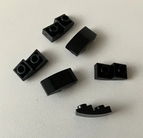 LEGO 6x NEW Pieces Slope Curved 2x1 Inverted BLACK #24201
