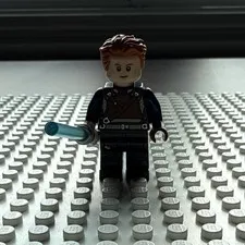 LEGO Star Wars Minifigure Dark Blue Outfit Brown Hair w/ Blue Lightsaber