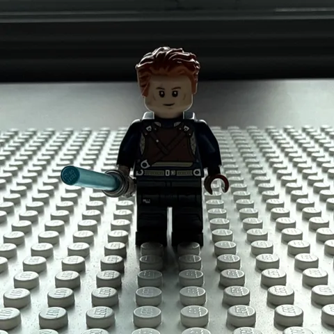 LEGO Star Wars Minifigure Dark Blue Outfit Brown Hair w/ Blue Lightsaber