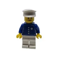 Lego Coast Guard Captain - White Hat, Torso Sticker with 4 Buttons and Badge