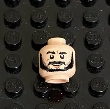 LEGO 2 Sided Nougat Light Flesh Head, Black Eyebrows Beard & Stubble, Happy Mad