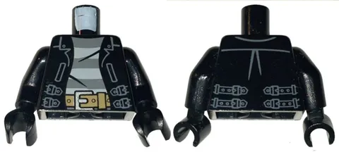 LEGO® Part 973pb1550c01 - Torso Leather Jacket with Gray Striped Undershirt