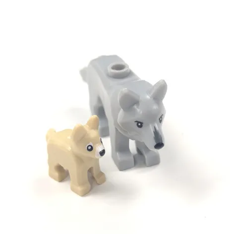 New LEGO Animal Wolf & Baby Pup - Light Gray 60471 910057 71048 Wolves Pack