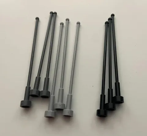 LEGO ANTENNA WHIP 8H MULTICOLOR (9 pieces) #2569 LIGHT DARK GRAY BLACK Parts