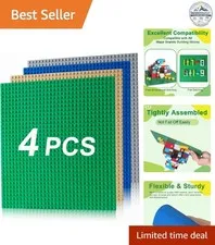 Classic Baseplates 4 Pack Multicolored 10" x 10" Building Plates ABS Plastic