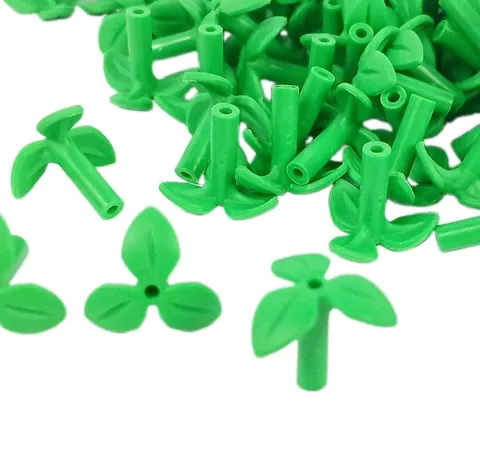 100 Pieces Lot LEGO® Bright Green Plant Stem with Bar, 3 Leaves, Pin Hole 37695