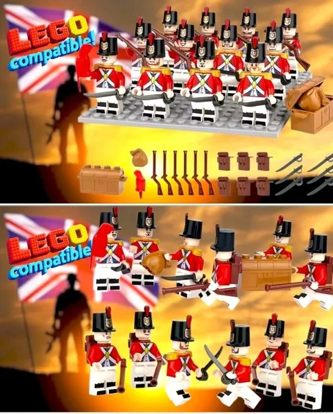 Set 12 Lot British Redcoat Soldier Minifigures Revolutionary War Napoleonic Army