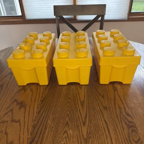 3 LEGO Storage Brick Case 8 Stud Large Yellow Container Plastic Bin 14x7x7