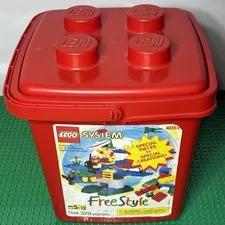 LEGO System 4055 Red Storage Container Lot w/ Assorted LEGO Bricks