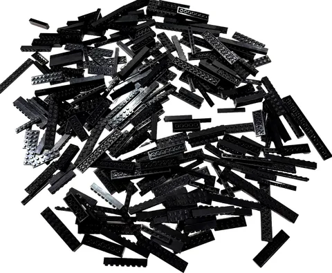 LEGO Black Plates Bulk Lot 1lb 5oz – Mixed Flat Base Bricks Strips Parts MOC