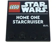 LEGO HOME ONE STARCRUISER 1x TILE 4x4 Black Part #6179pb256 from set 75405