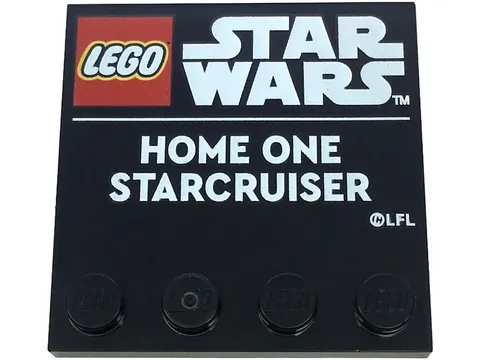 LEGO HOME ONE STARCRUISER 1x TILE 4x4 Black Part #6179pb256 from set 75405