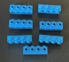 LEGO 1x4 Modified Brick with 4 Studs On One Side Part #30414 Dark Azure Lot of 7