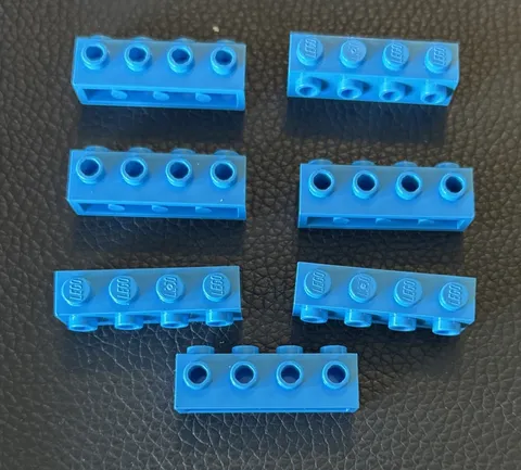 LEGO 1x4 Modified Brick with 4 Studs On One Side Part #30414 Dark Azure Lot of 7