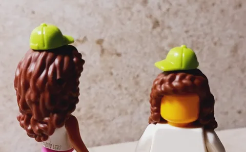 New LEGO Hat Hair Combo Wig Braided Curly Brown Hair Tiny Hat Fun Sports Team